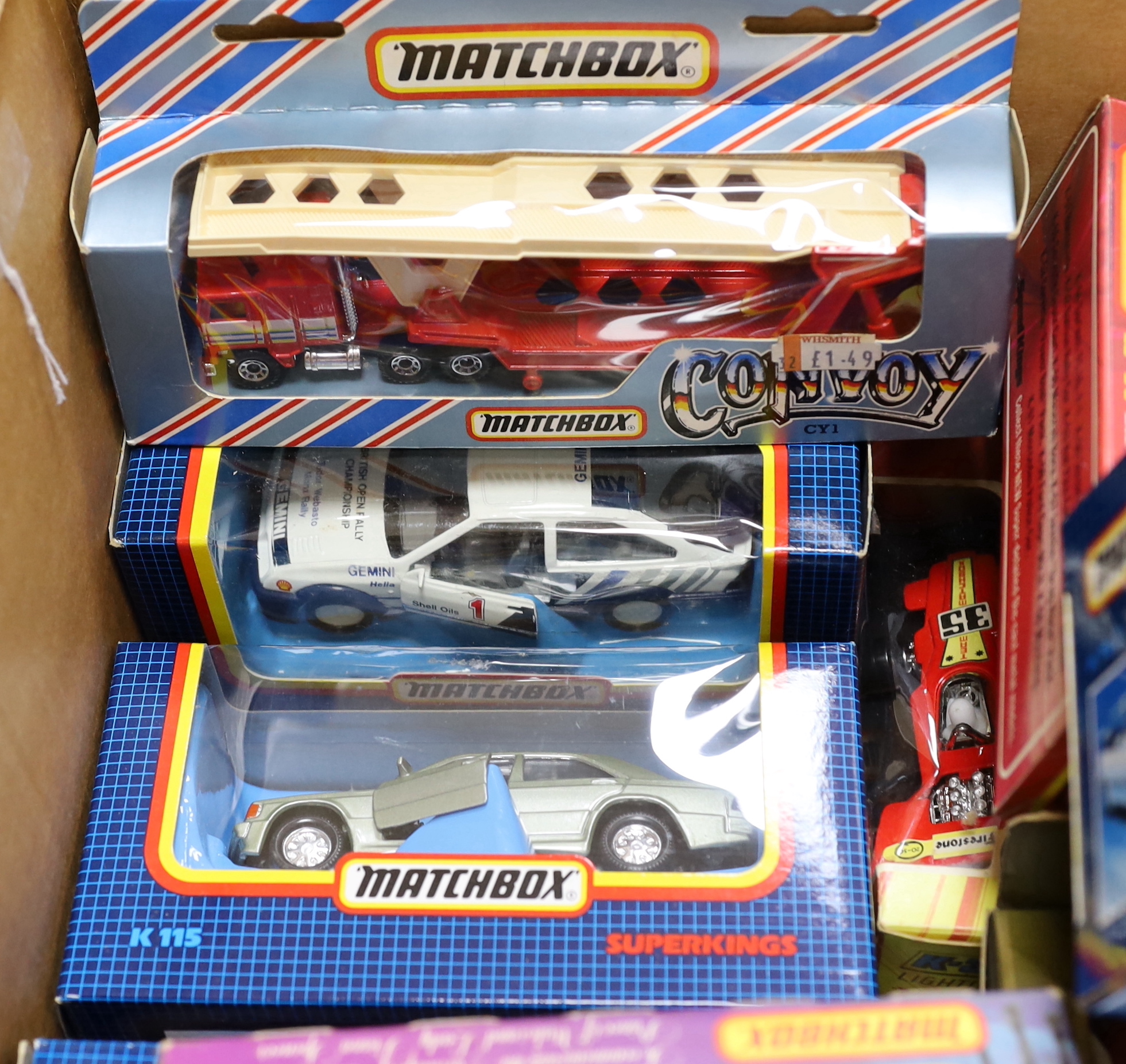 1970s boxed Matchbox diecast vehicles (27), from the Convoy series, Speed Kings, Super Kings, etc.